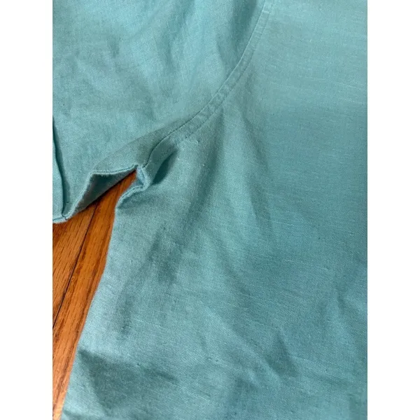 Vintage Orvis Short Sleeve Linen Cotton Blend Button Front Shirt Teal Blue Sz 6‎ - Image 8