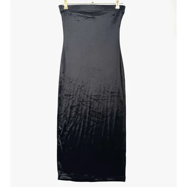 TCEC Couture Black Velour Strapless Maxi Dress Women L Bodycon Formal Evening - Image 2