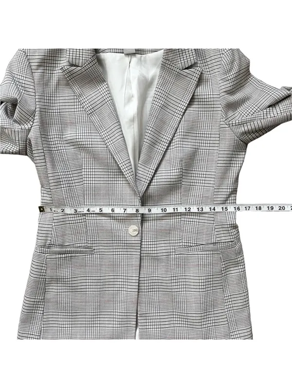 H&M Glen Plaid Single Button Notch Lapel Suit Jacket Lined Blazer Size Small - Image 8
