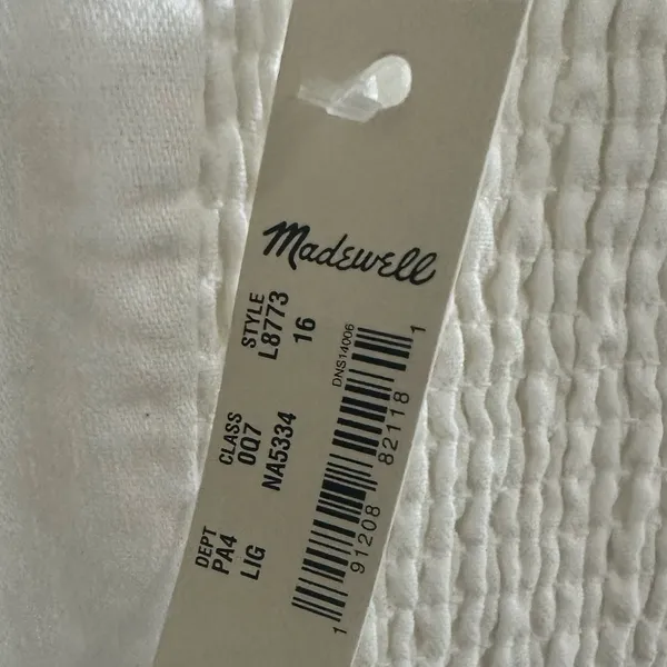 Madewell Denim Square-Neck Sleeveless Mini Dress in Tile White Size 16 - Image 9