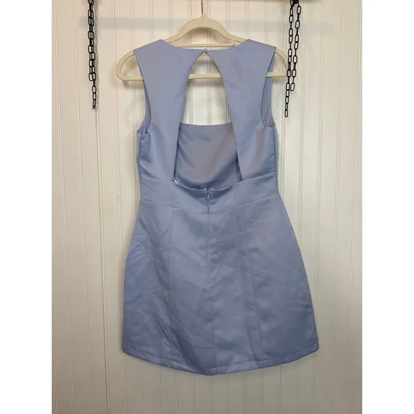 NWT Lulus Illustrious Perfection Light Blue Satin Backless Mini Dress Party Sz L - Image 4