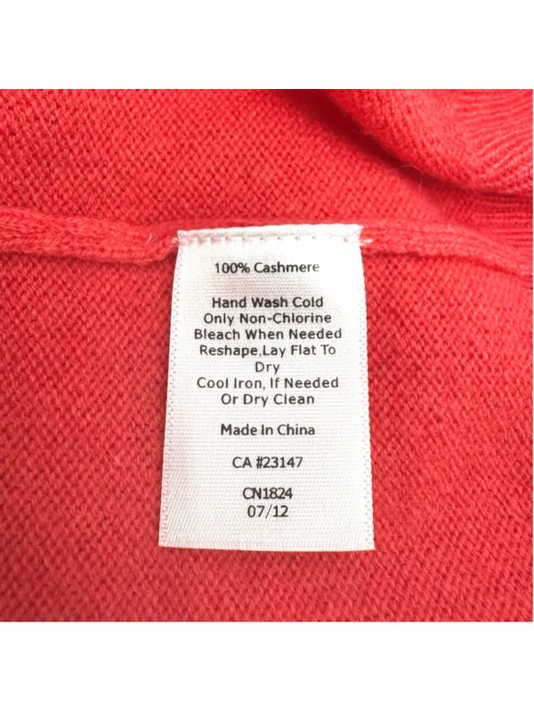 Talbots V-Neck 100% Pure Cashmere Sweater Size M Coral Pink - Image 5