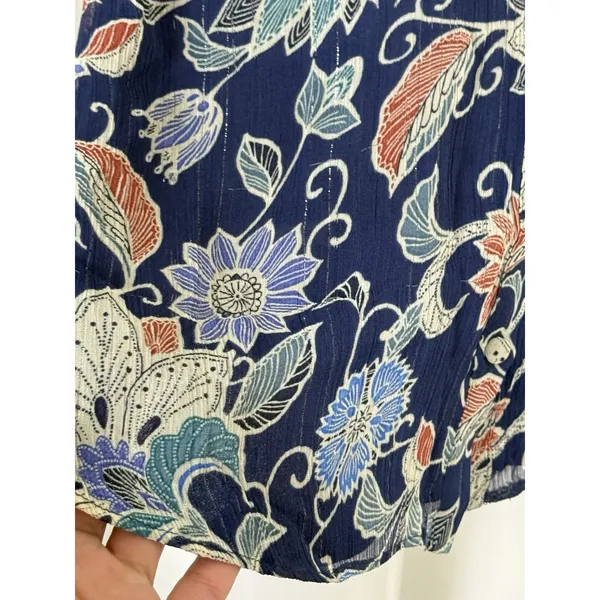 Maeve Anthropologie Womens Size 2 Blue Floral Off Shoulder Ruffle Blouse Top - Image 6