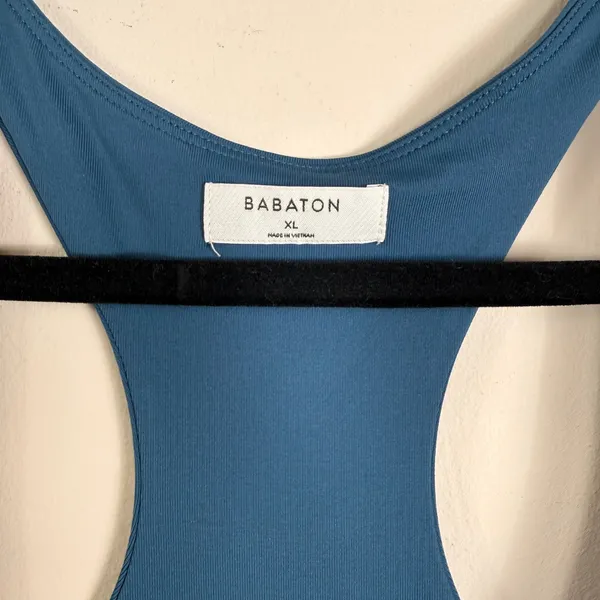 Babaton Aritzia‎ Womens XL Teal Racerback Cropped Tank Top Scoop Neck Stretch - Image 3