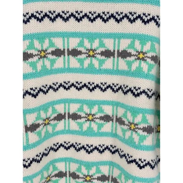 American Eagle Fair Isle Snowflake Sweater Womens‎ Small Teal Cream Knit Boho - Image 6