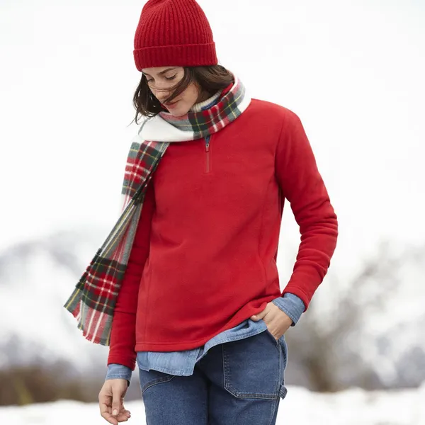 Lands' End Red Quarter Zip Fleece Pullover Small - Image 6