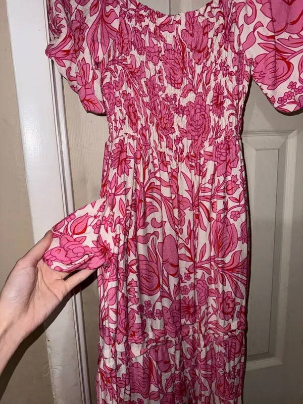 She + Sky Pink & White Floral Maxi Dress - Image 4