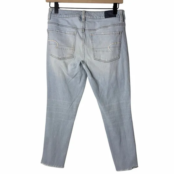 American Eagle Jegging Crop Light Wash Distressed Women's size 4 Regular - Image 2