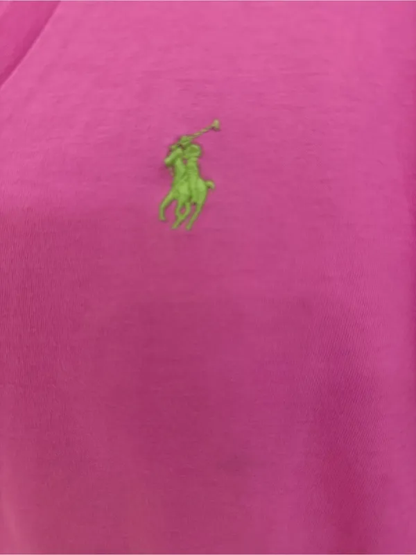 Ralph Lauren Sport Pink V-Neck Long Sleeve Tee with Green Pony women Size Small - Image 3