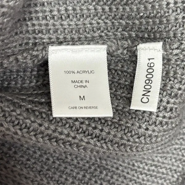 NY & Co Soho Jeans Sweater Gray Off Shoulder Cable Knit Boho Minimalist Casual M - Image 7