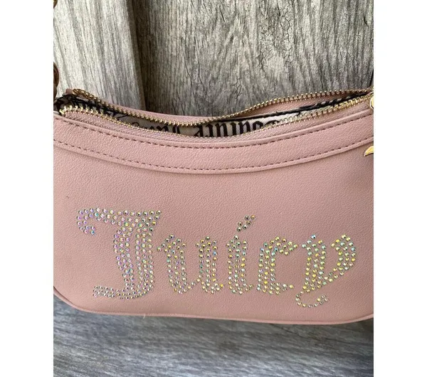 Juicy Couture | Pink Shoulder Bag & Zip Wallet Set | Rhinestone Logo - Image 3