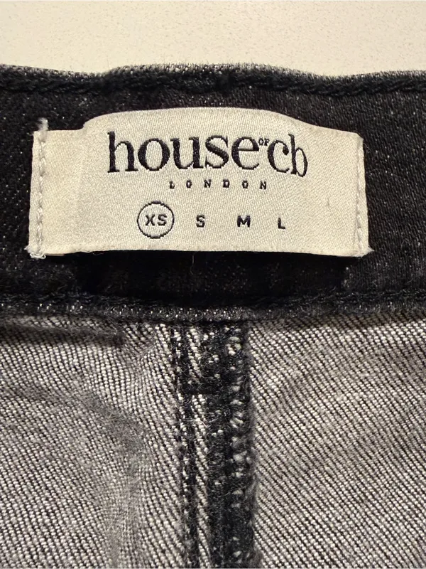 House of CB Bria Distressed High Waist Straight Leg Jeans FadedBlack Slim SizeXS - Image 14