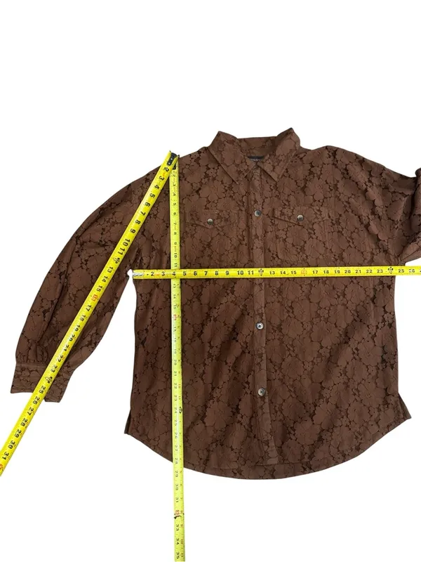 Shyanne Western Brown Lace-Overlay Frnge Shirt Jacket Size Large A1 - Image 16