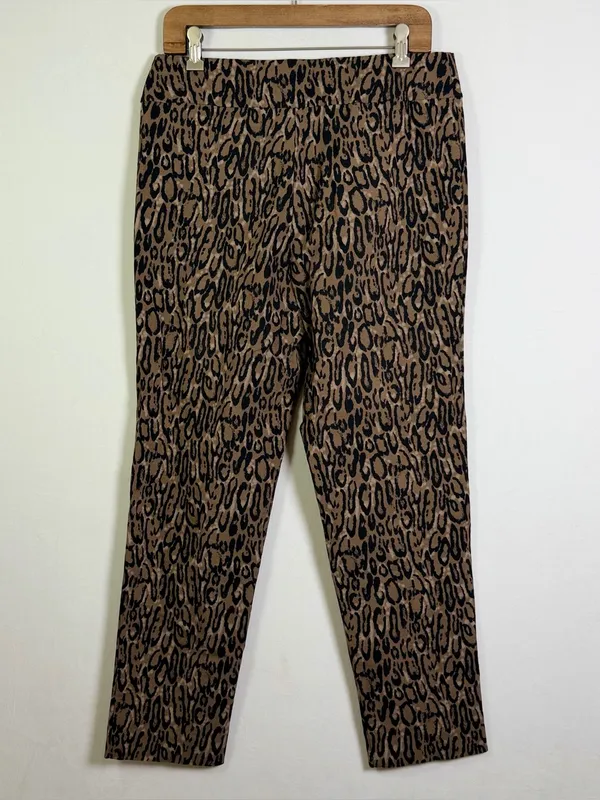 Krazy Larry Women’s Leopard Print Pull-On Ankle Pant Sz 12 Stretch Office Casual - Image 4