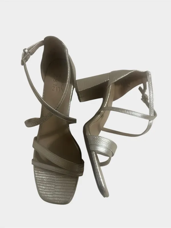 Naturalizer Tiff Metallic Gold Strappy Block Heel Sandals Square Toe 9.5 - Image 3