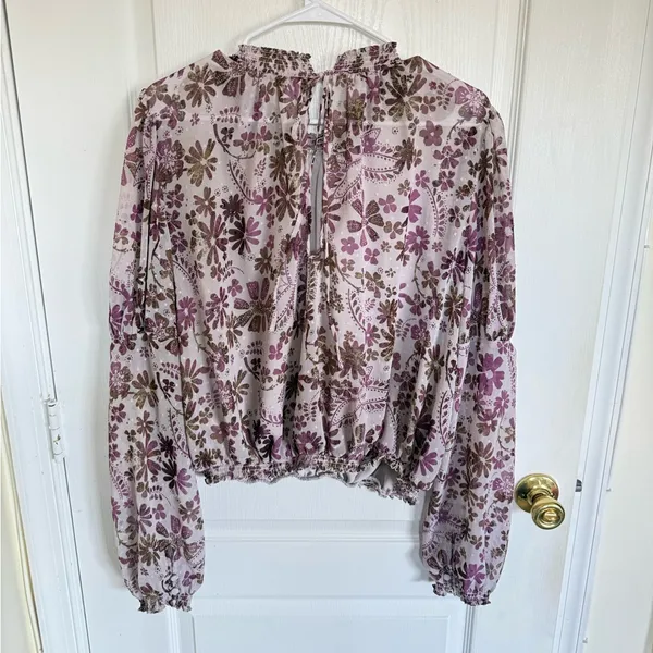 Free People Clarissa Purple Floral Blouse - Image 5