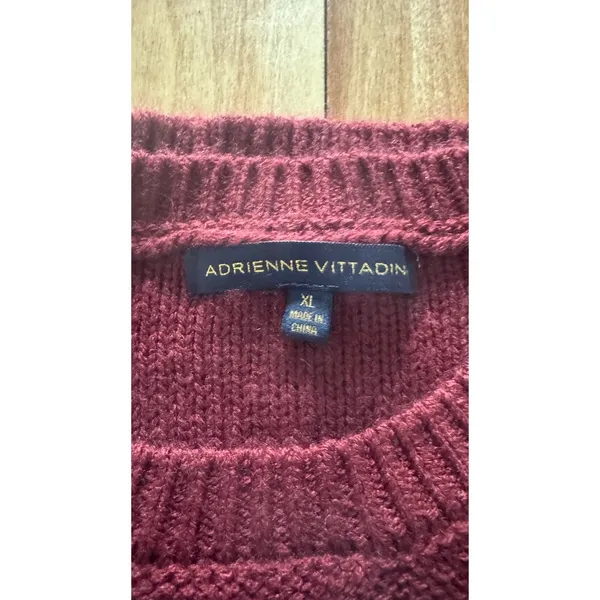 Adrienne Vittadin Burgundy Chevron Bobble Knit Puff Sleeve Sweater Dress‎ XL - Image 2