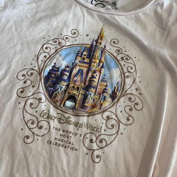 Walt Disney World Shirt Womens XS Pink 50th Anniversary Cinderella's Castle - Image 6