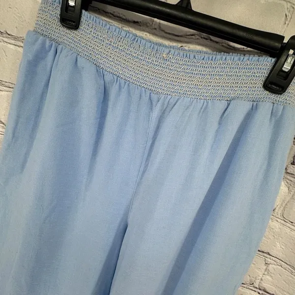ASOS Linen Blend Wide Leg Pants Women's S Blue Coastal Summer - Image 4