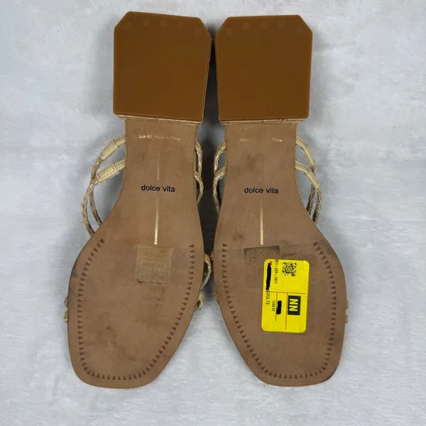 Dolce Vita Paily Braided Raffia Low Block Heel‎ Slide Sandals Tan Womens 8.5 - Image 8
