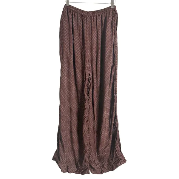 Splendid Lumi Maroon Wide Leg Geometric Print Satin Pants Size XL - Image 3