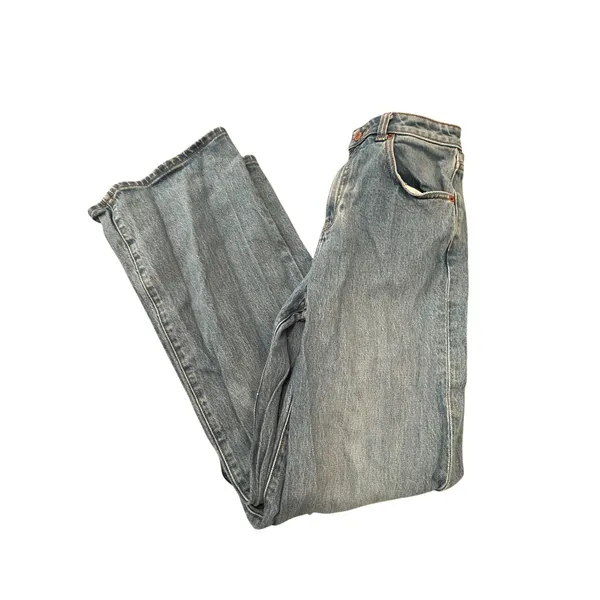 PINK Victoria's Secret High Waisted Wide Leg Jeans Light Wash Denim Size 6 - Image 3