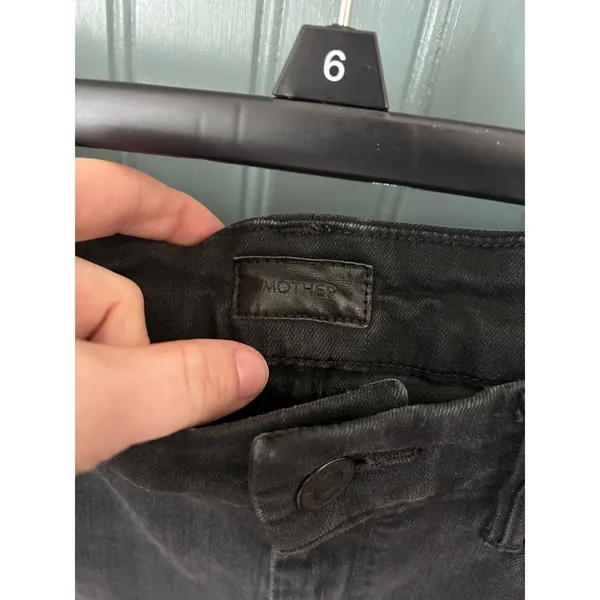 Mother Denim Black Distressed High Rise‎ Skinny Jeans Raw Hem Size 29 - Image 3
