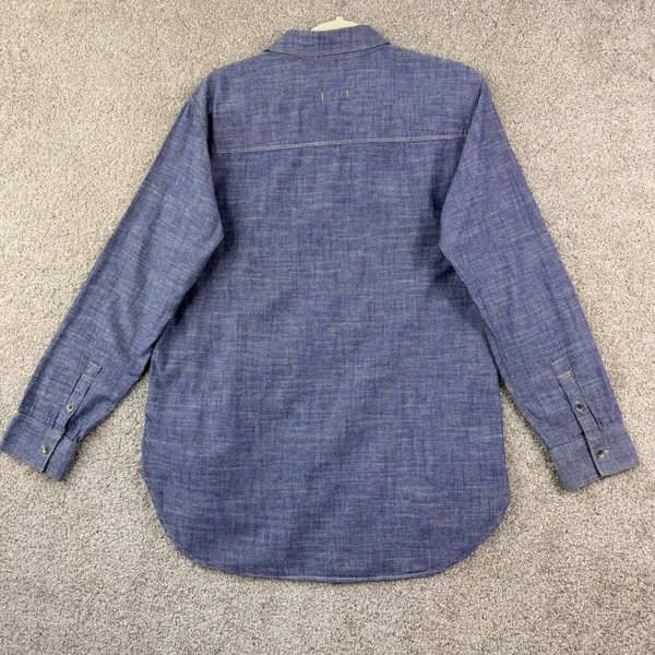 Madewell Chambray Button Down Shirt Size Large Blue Workwear Long Sleeve Cotton - Image 3