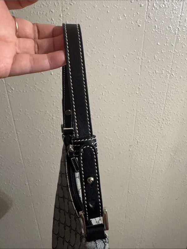 Ralph Lauren Gray Monogram Shoulder Bag with Black Trim - Image 3
