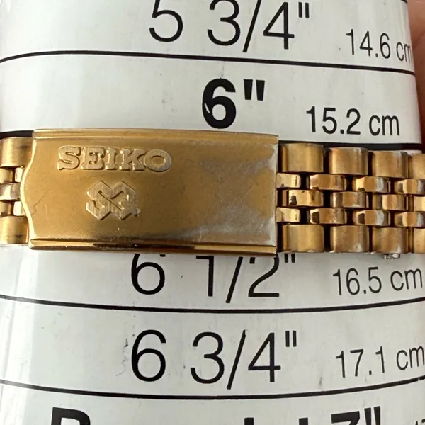 Seiko SQ Presidential Vintage Ladies Watch Black Dial Gold Plated Case Bracelet - Image 14