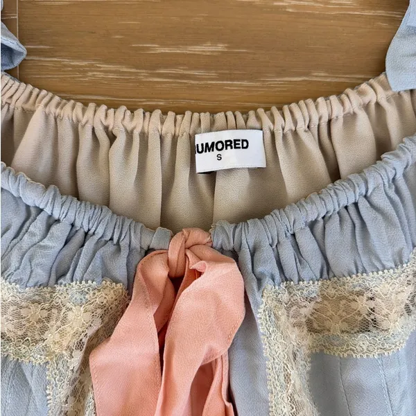 Rumored Mini Dress Heirloom Size S Pale Blue Peach - Image 2