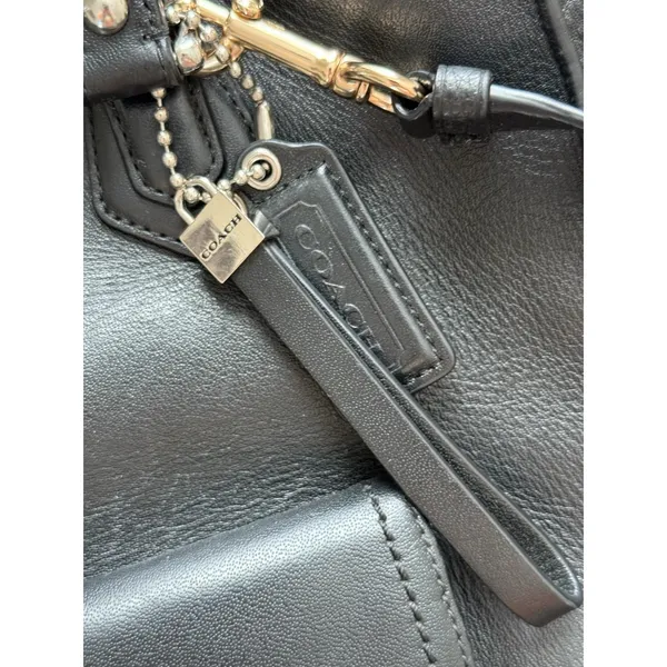 Coach Charlie Tote Bag Large Black Leather Shoulder‎ Handbag Purse - Image 9