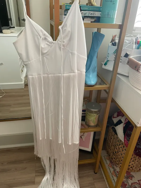 Delfi Collective Fringe Dress White - Image 4