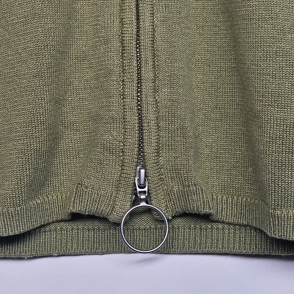 Song of Style Olive Green Knit Mini Dress Long Sleeve Full Zip‎ Up Sz S - Image 5