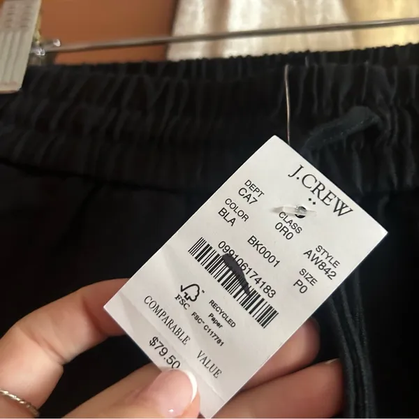 J. Crew Linen Cotton Blend Drawstring Pants‎ Black Pull On NWT Size 0 Petite - Image 4