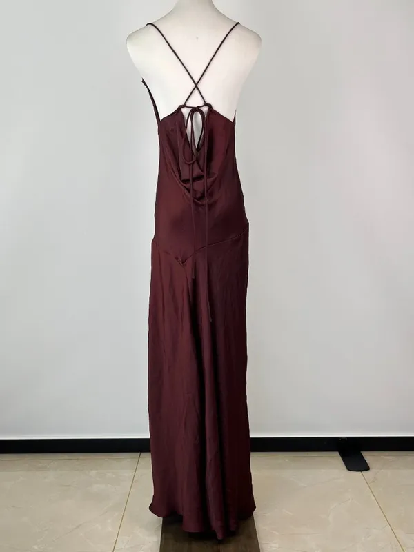 NWOT Farm Rio Ruffled Sleeveless V-Neck Maxi Dress Burgundy Size M - Image 12