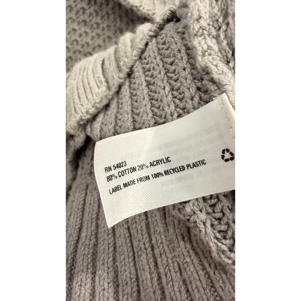 Gap Women Sweater Small Gray Asymmetrical Zip Shawl Collar Waffle Knit Cardigan - Image 5