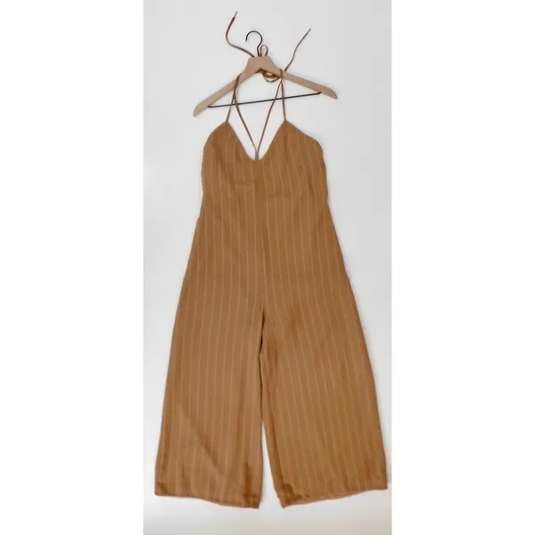 NWT!! HOUSE OF HARLOW‎ 1960 x Revolve Paolo Jumpsuit Tawny Brown Festival Large - Image 2