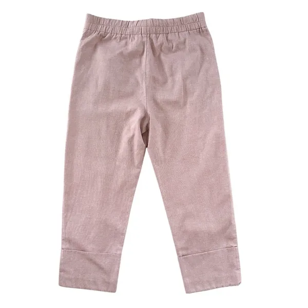 Zara Cotton Blend Cropped Pants Size M Cuffed Wide Hem Ankle Dusty Pink Coastal‎ - Image 4
