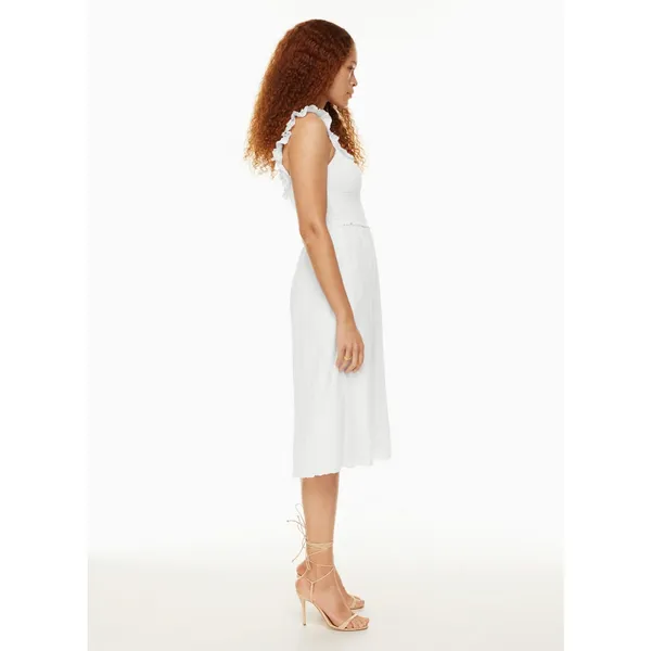 Aritzia Wilfred Reminisce White Sleeveless Smocked Camisole Midi A-Line Dress S - Image 2