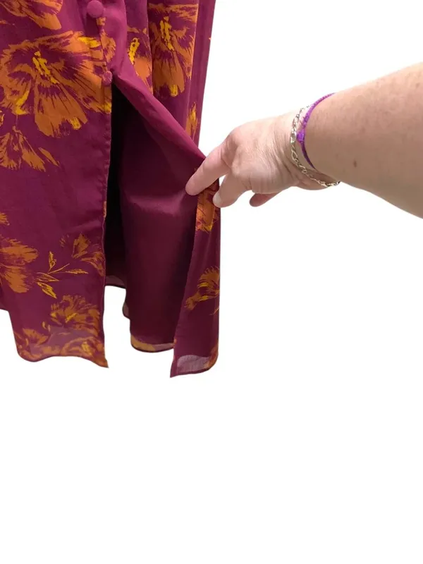Chelsea28 Maxi Dress Burgundy Size XS Floral Coastal Wedding Bohemian Flowy Cute - Image 9