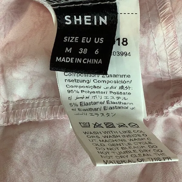 Shein Size Medium Pink and White Ruffle Dress with Neck Tie. Preloved. - Image 3
