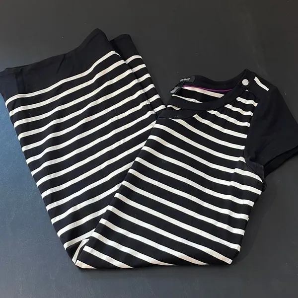 White House Black Market Women's Shift‎ Dress Keyhole Striped Black White Large - Image 11