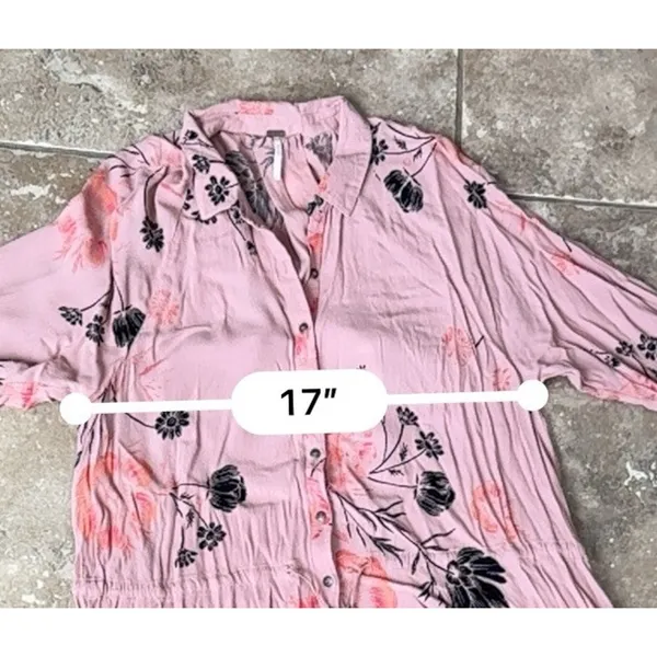 Free People BONNIE Dusty Rose Rayon Print Long Sleeved Mini Dress Size Small - Image 9