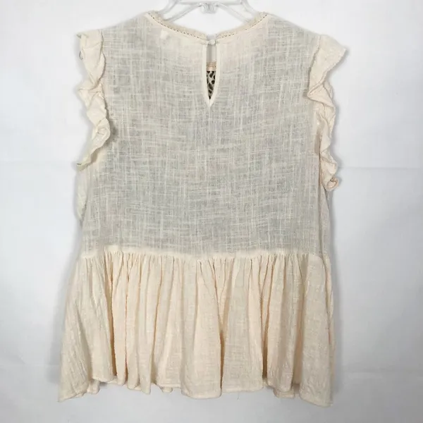 Umgee Womens Top Large Cotton Animal Print Gauzy Ruffle Hem Cottagecore Relaxed - Image 6