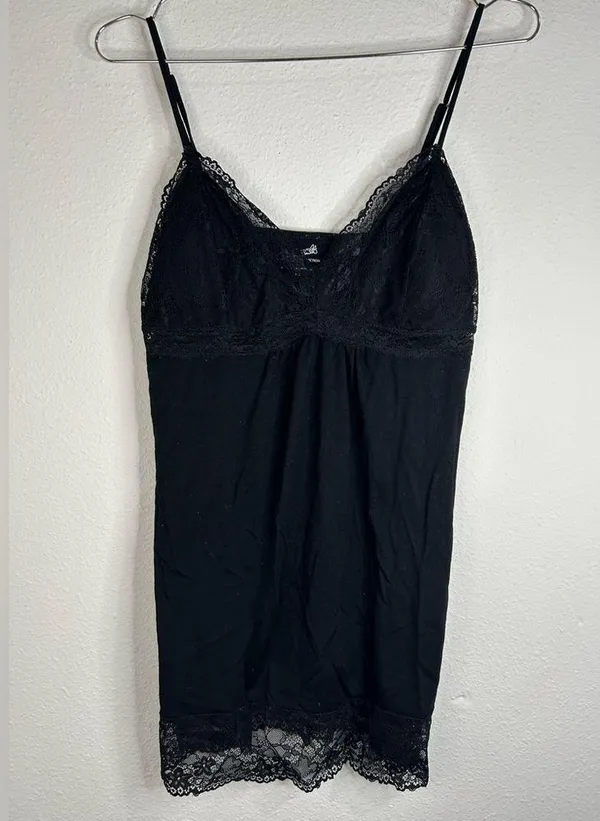 Jaclyn Smith Black Lace Trim Slip Dress - Size Small - Image 3