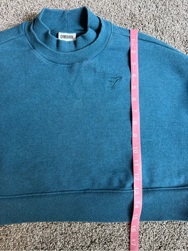 Gymshark Teal Blue Cropped Oversized Sweatshirt Pullover Women’s Medium - Image 5