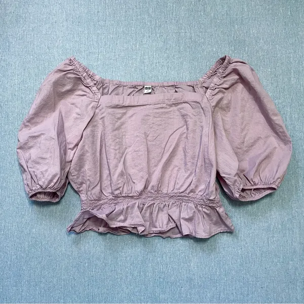Uniqlo Puff Sleeve Blouse Size S in Purple - Image 2