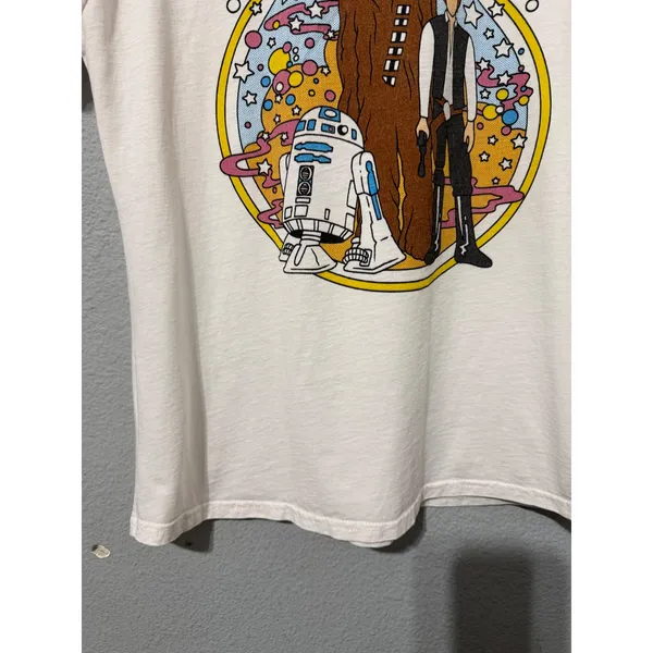 Star Wars Han Solo Chewbacca R2-D2 Graphic Tee Large White Womens Large Cotton - Image 7