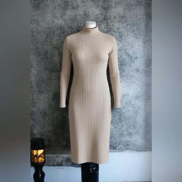 Steve Madden Maya Elegant Cream Long Sleeve Dress - Image 4